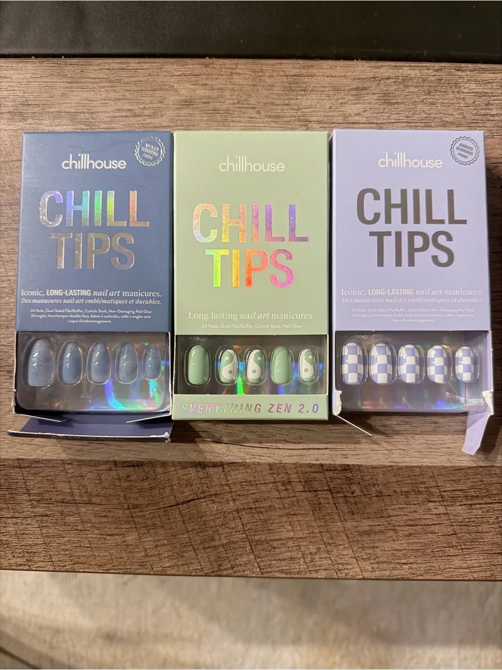 Chillhouse Chill Tips 3 Press-On Nail Set — Blue, Green, Lavender